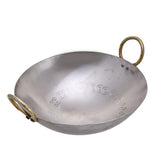 Heavy Base Silver Iron Kadhai, 700ml | Kadai With Handle For Kitchen - Deep Frying Kadai | Free Stainless Steel Scrubber